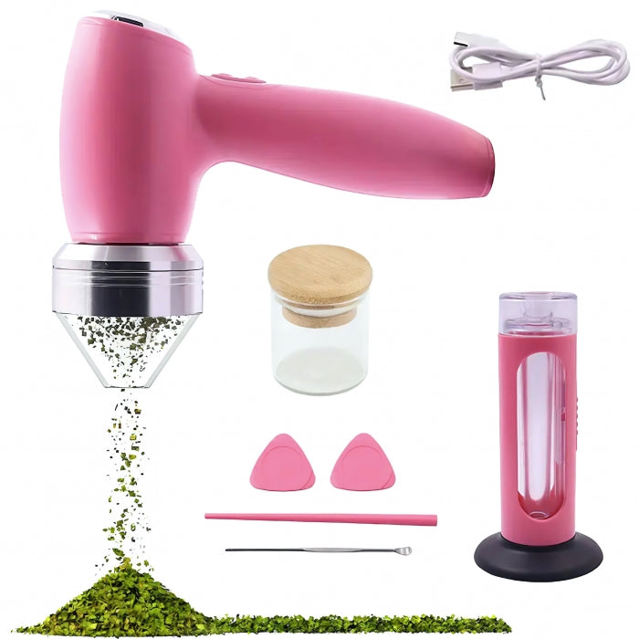 High End Electric Herb Grinder Kit With Accessories Pink