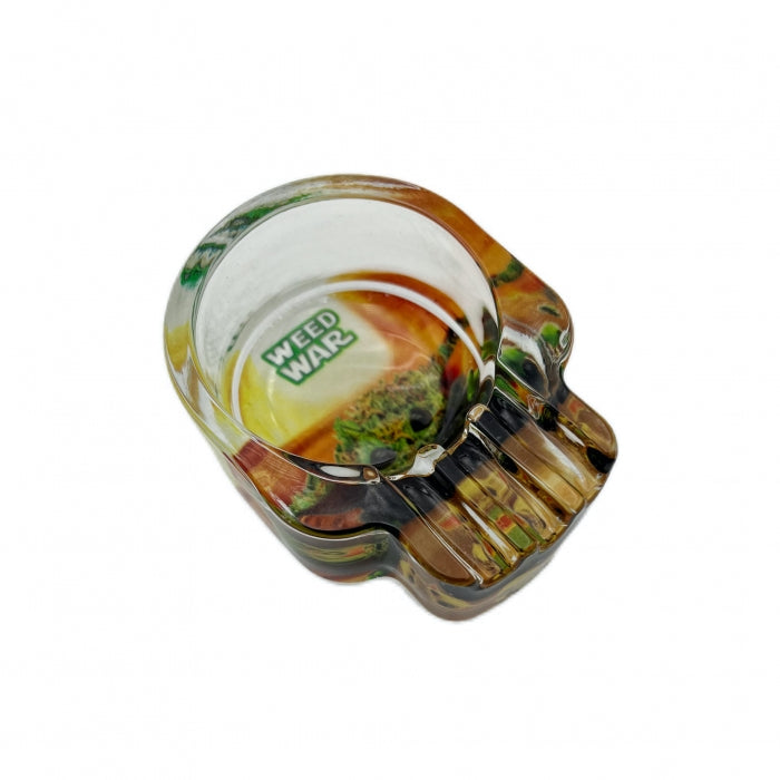 Weed War Thick Glass Skull Shaped Ashtray