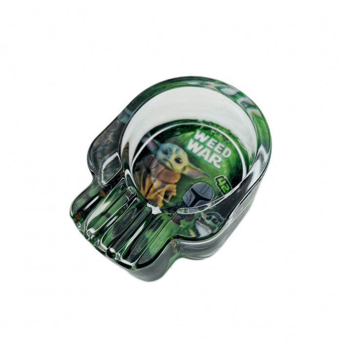 Weed War Thick Glass Skull Shaped Ashtray