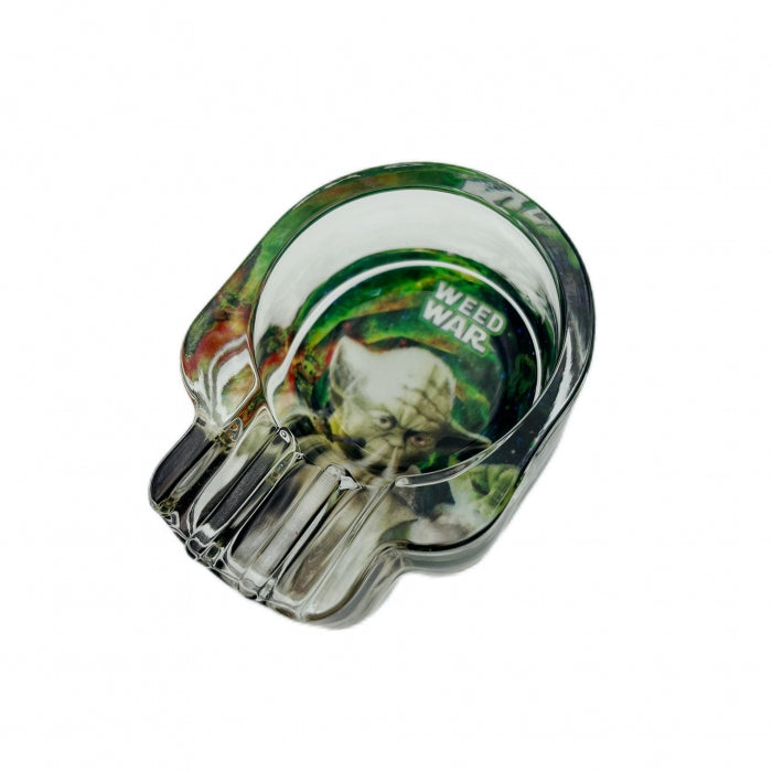 Weed War Thick Glass Skull Shaped Ashtray