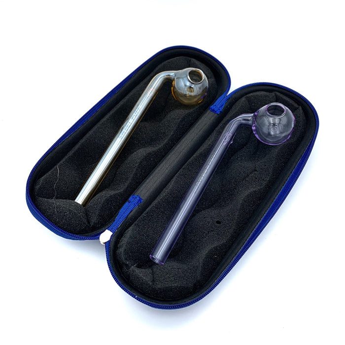 Blue Large Glass Pipe Pouch Case With Zip Lock