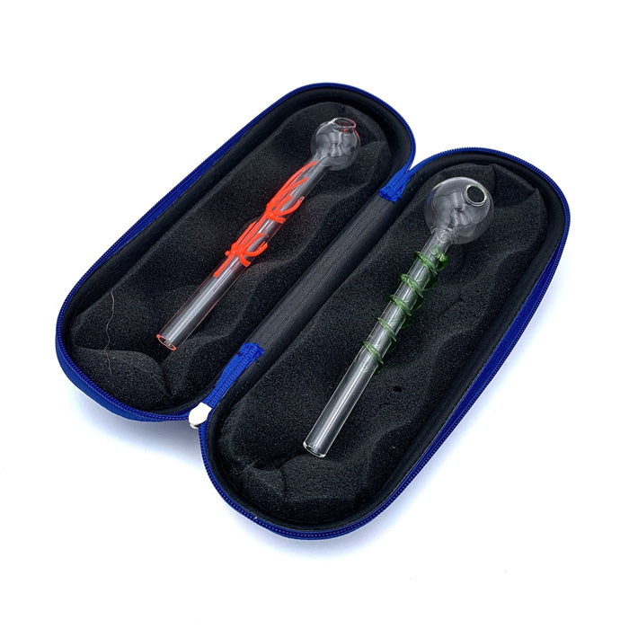 Blue Large Glass Pipe Pouch Case With Zip Lock