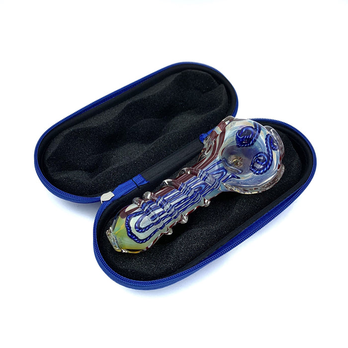 Purple Medium Glass Pipe Pouch Case With Zip Lock
