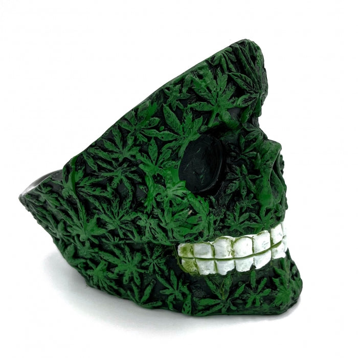 Resin Green Weed Skull Ashtray