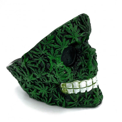 Resin Green Weed Skull Ashtray