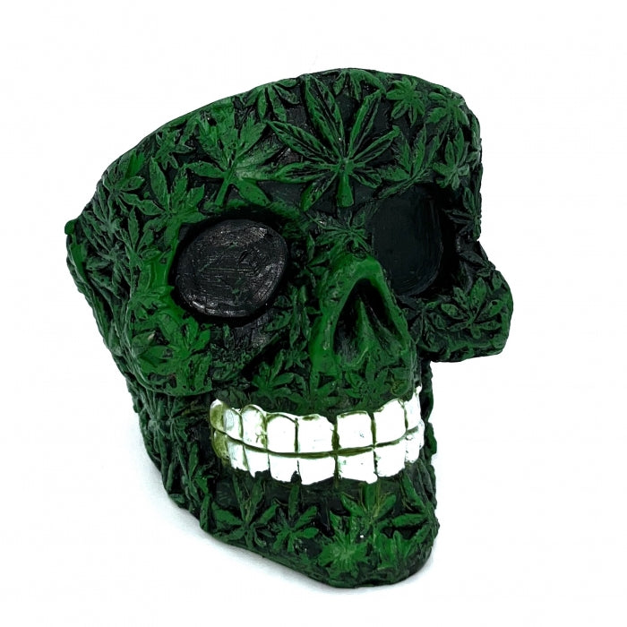 Resin Green Weed Skull Ashtray