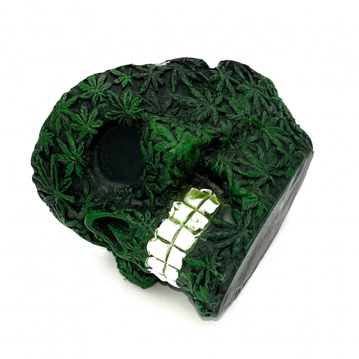 Resin Green Weed Skull Ashtray