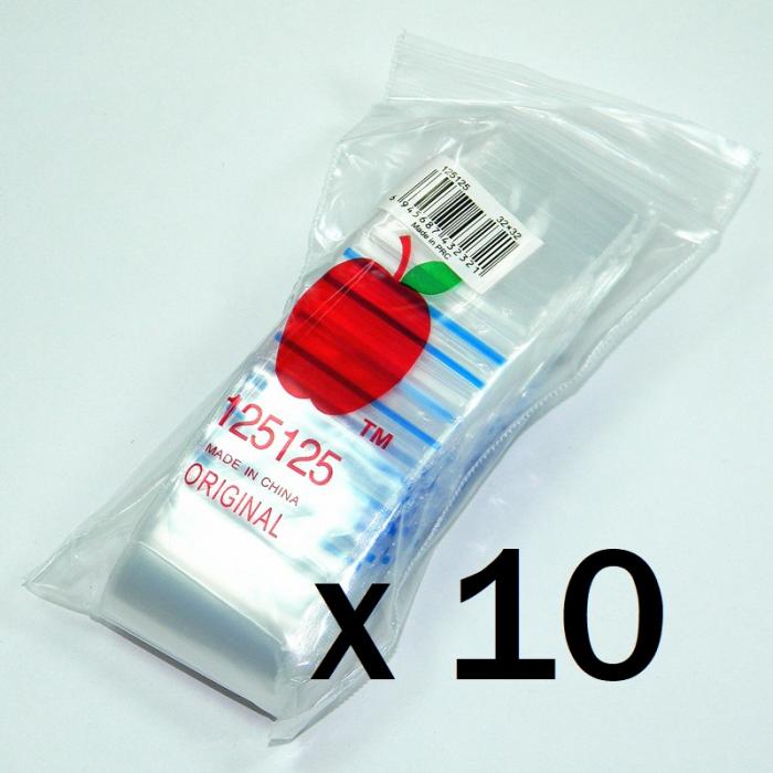 1000 Apple125125 Resealable Plastic Bags Clear 32x32mm