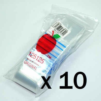 1000 Apple125125 Resealable Plastic Bags Clear 32x32mm
