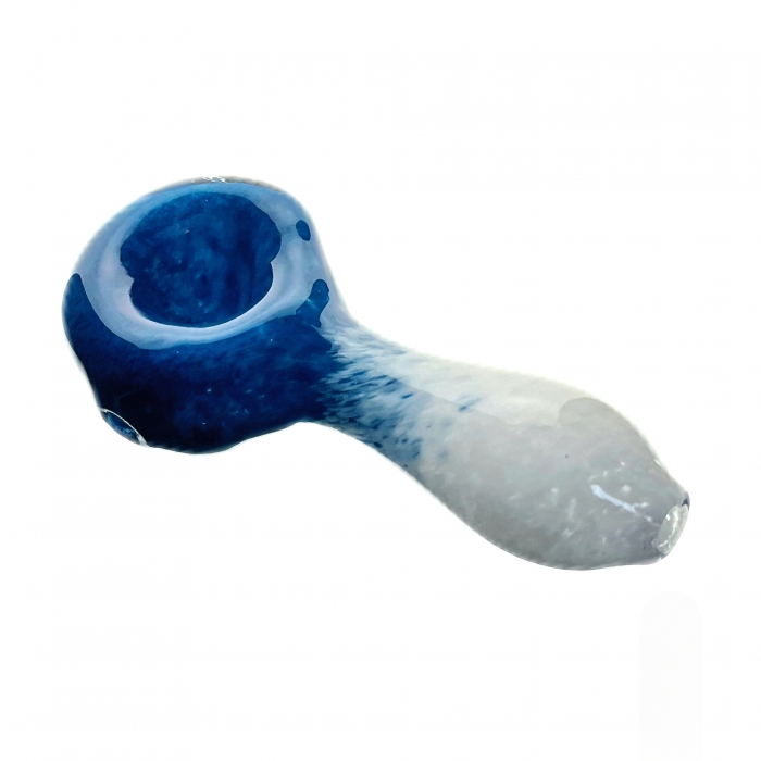 Frit Glass Hand Dry Pipe 10cm Blue