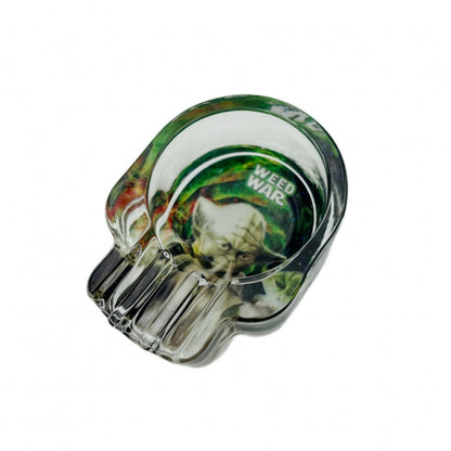 Weed War Thick Glass Skull Shaped Ashtray