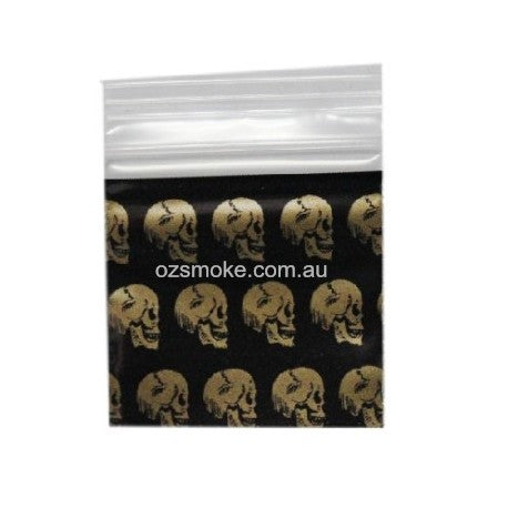 100 Apple125125 Resealable Plastic Bags Golden Skull 32x32mm