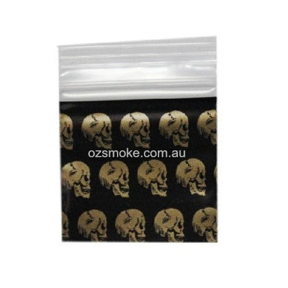 100 Apple125125 Resealable Plastic Bags Golden Skull 32x32mm