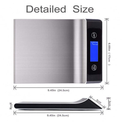 Large Electronic Kitchen Scales Stainless Steel Surface 1g_15kg