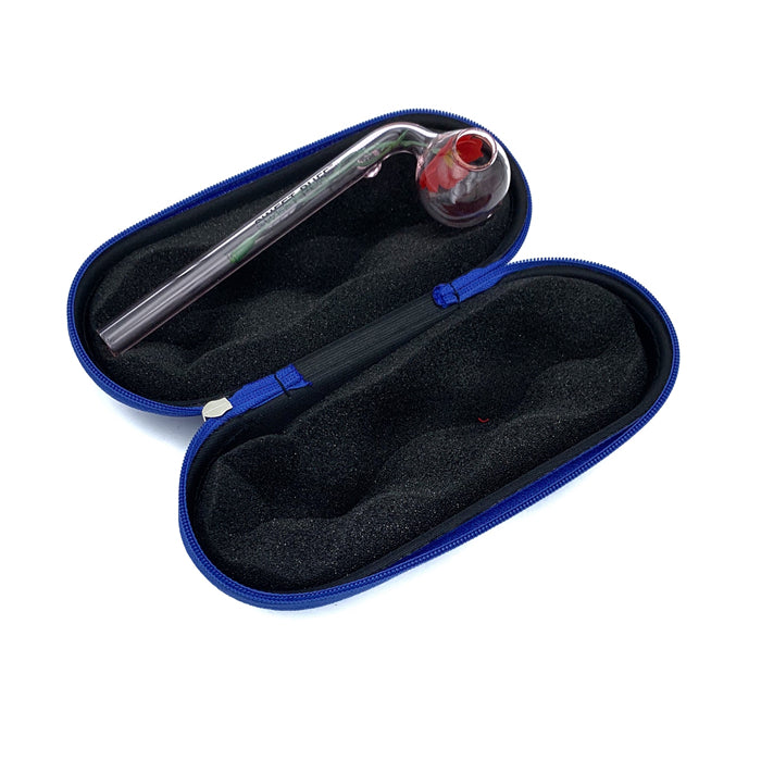 Purple Medium Glass Pipe Pouch Case With Zip Lock