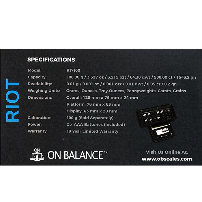 On Balance RIOT Digital Mini Scale RT100 0.01g_100g
