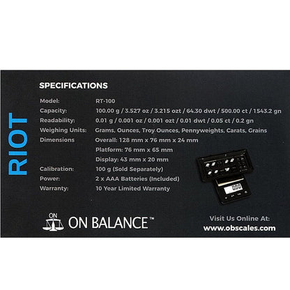 On Balance RIOT Digital Mini Scale RT100 0.01g_100g