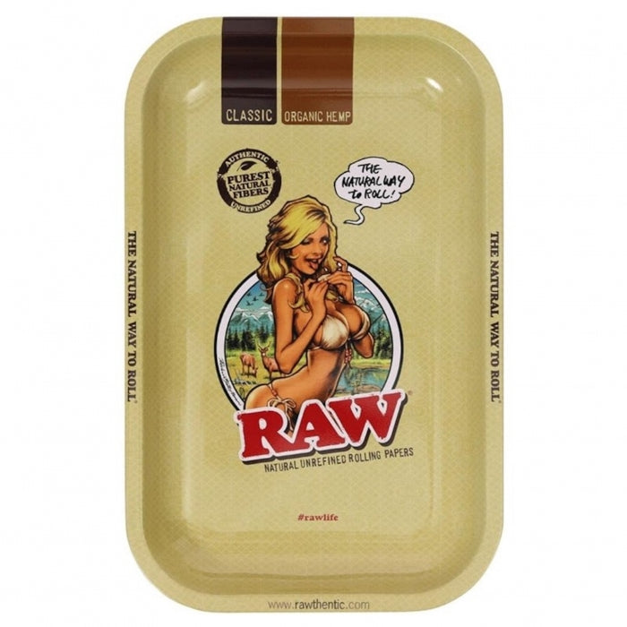 Raw Bikini Girl Small Metal Rolling Tray 18cm X 12.5cm